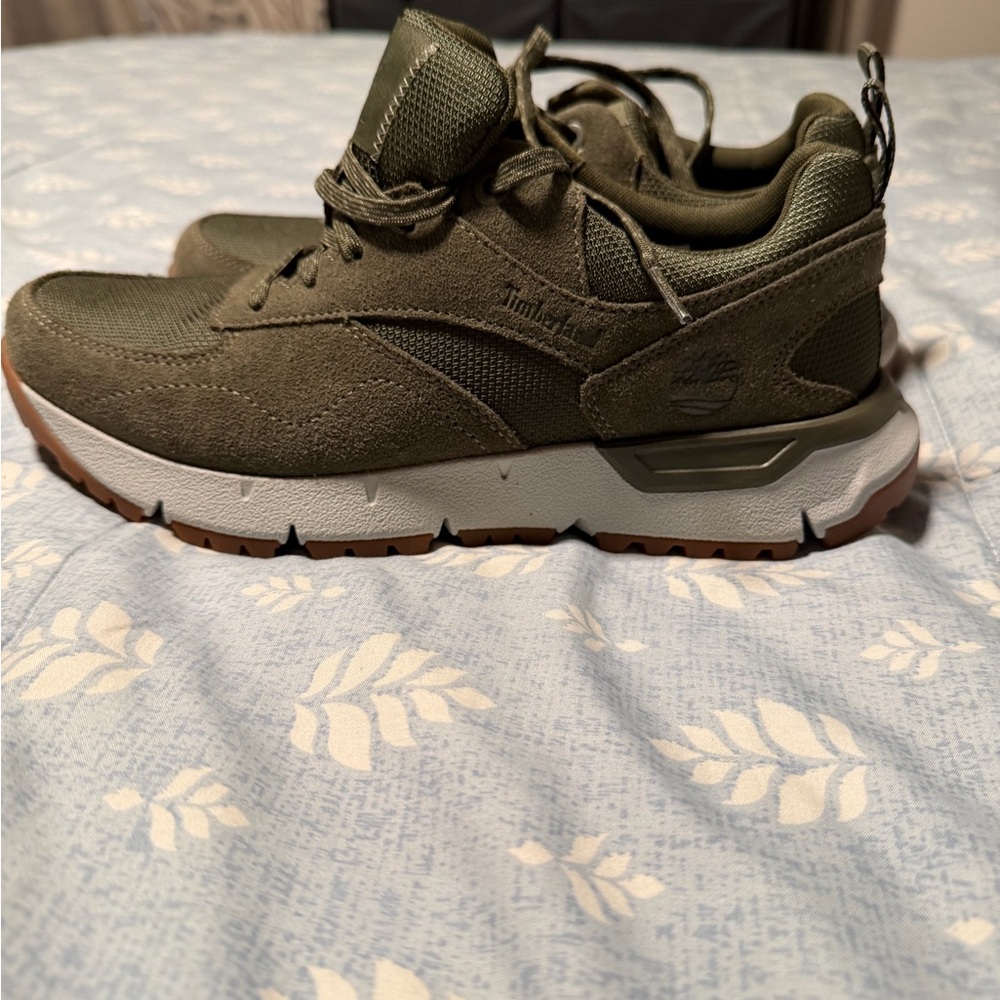 Timberland Olive Men’s Lace-Up Sneaker with White Midsole
